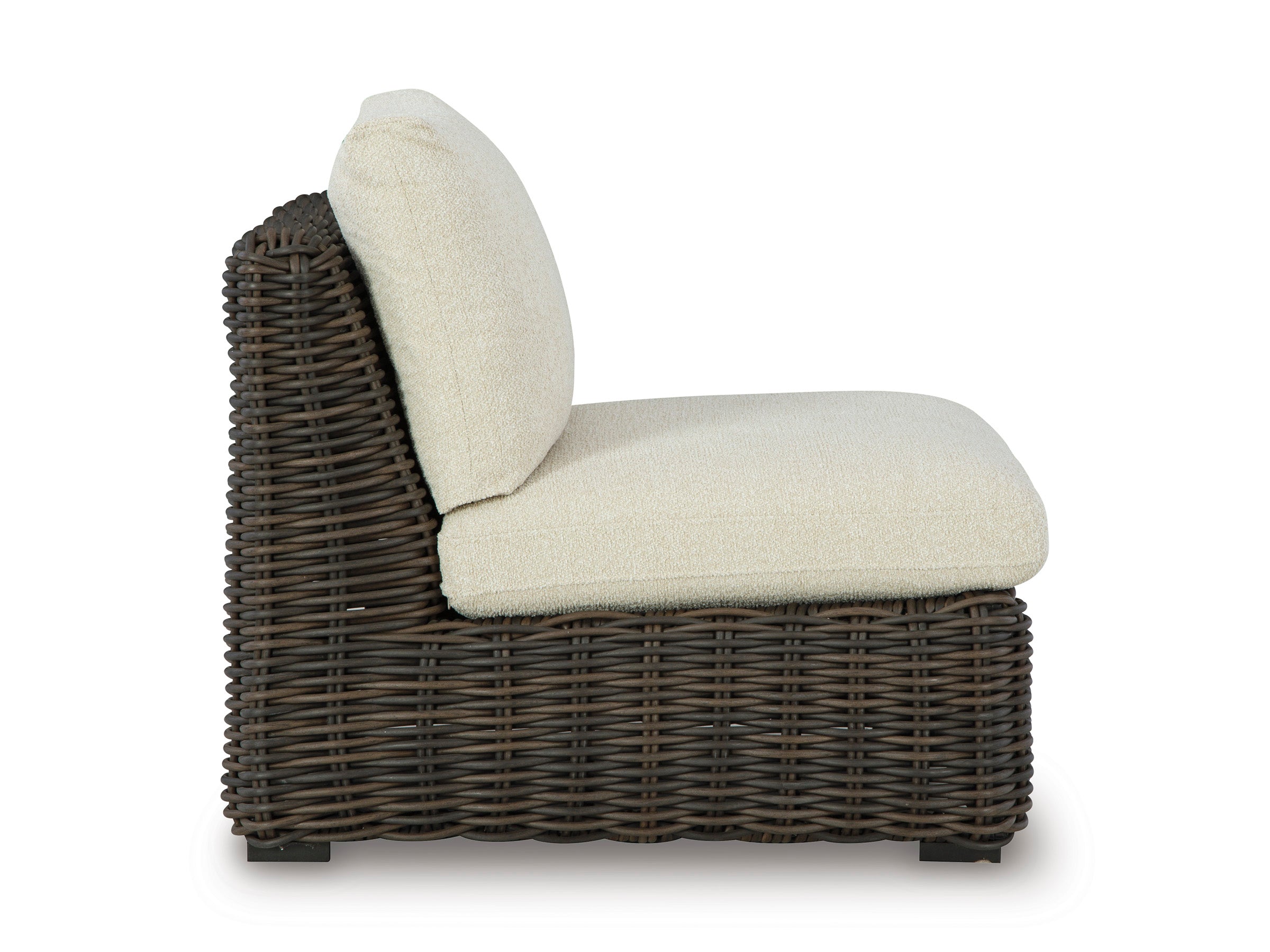 Kimora Beige/Brown Outdoor Armless Chair with Cushion