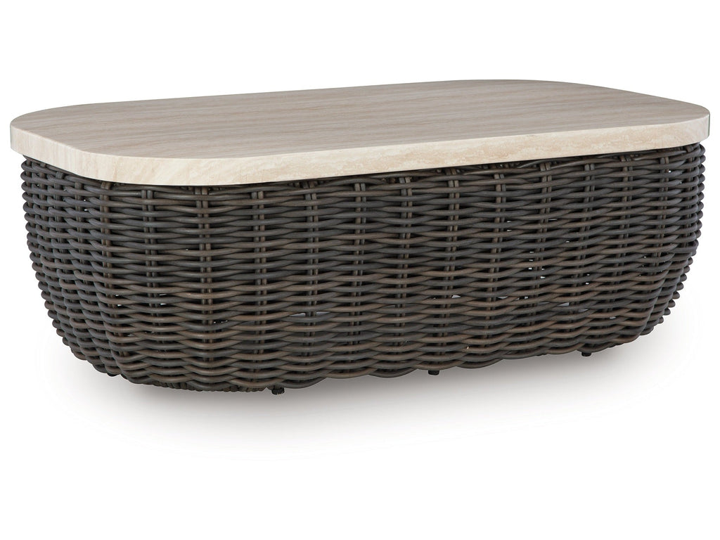 Kimora Beige/Dark Brown Outdoor Coffee Table
