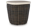 Kimora Beige/Dark Brown Outdoor End Table
