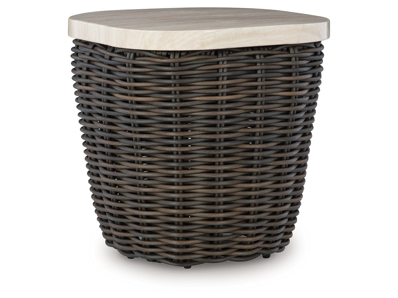 Kimora Beige/Dark Brown Outdoor End Table