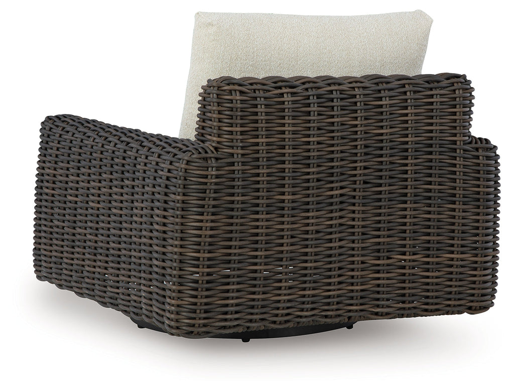 Kimora Beige/Dark Brown Outdoor Swivel Lounge Chair