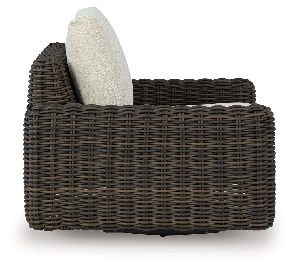 Kimora Beige/Dark Brown Outdoor Swivel Lounge Chair