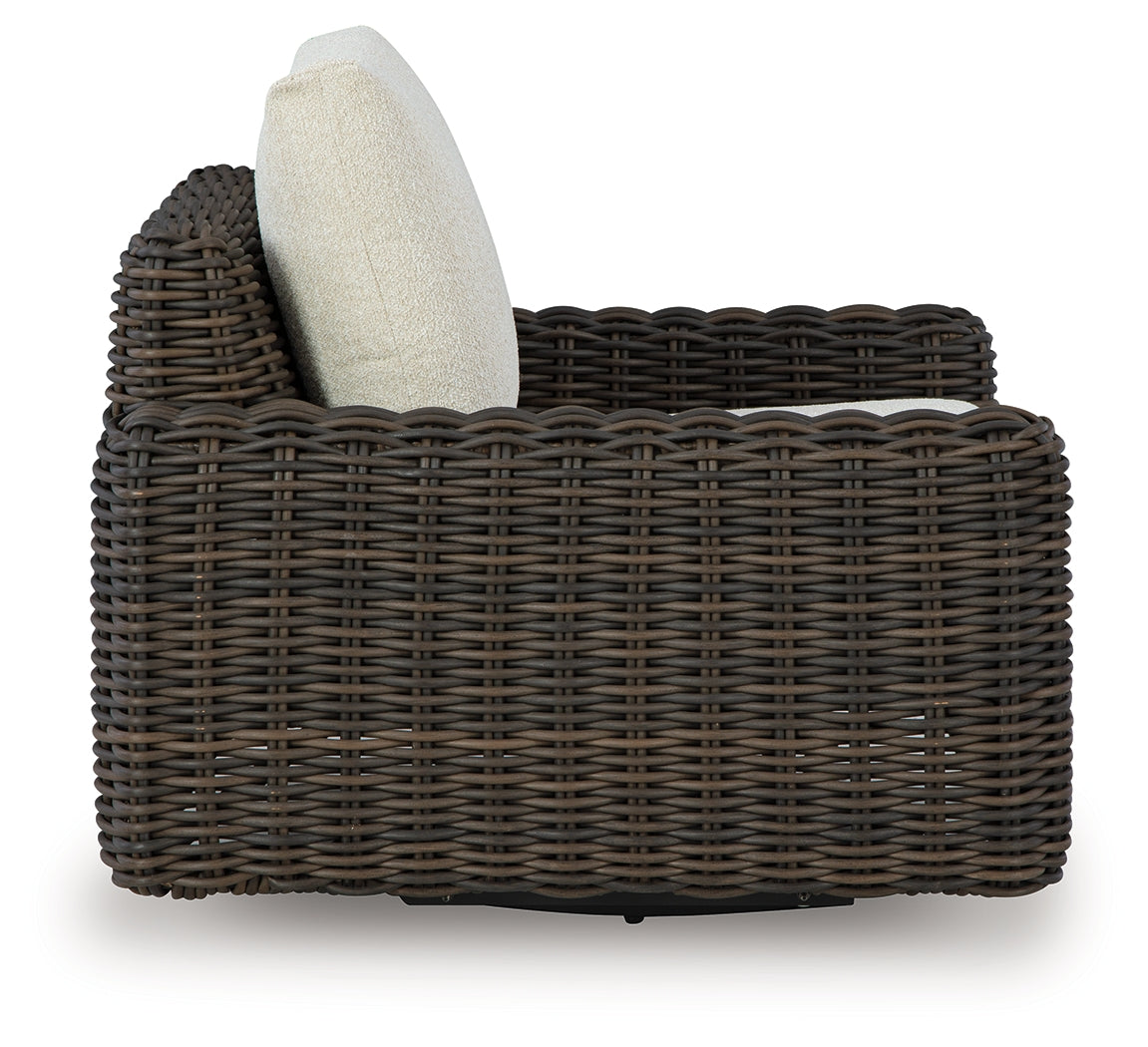 Kimora Beige/Dark Brown Outdoor Swivel Lounge Chair