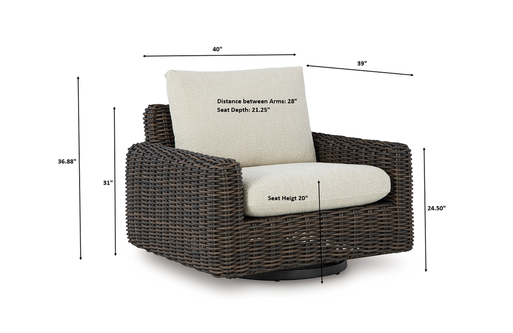 Kimora Beige/Dark Brown Outdoor Swivel Lounge Chair