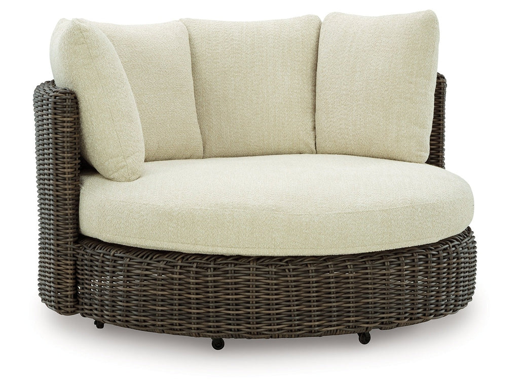 Kimora Beige/Dark Brown Outdoor Swivel Lounge Chair with Cushion