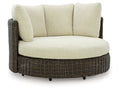 Kimora Beige/Dark Brown Outdoor Swivel Lounge Chair with Cushion