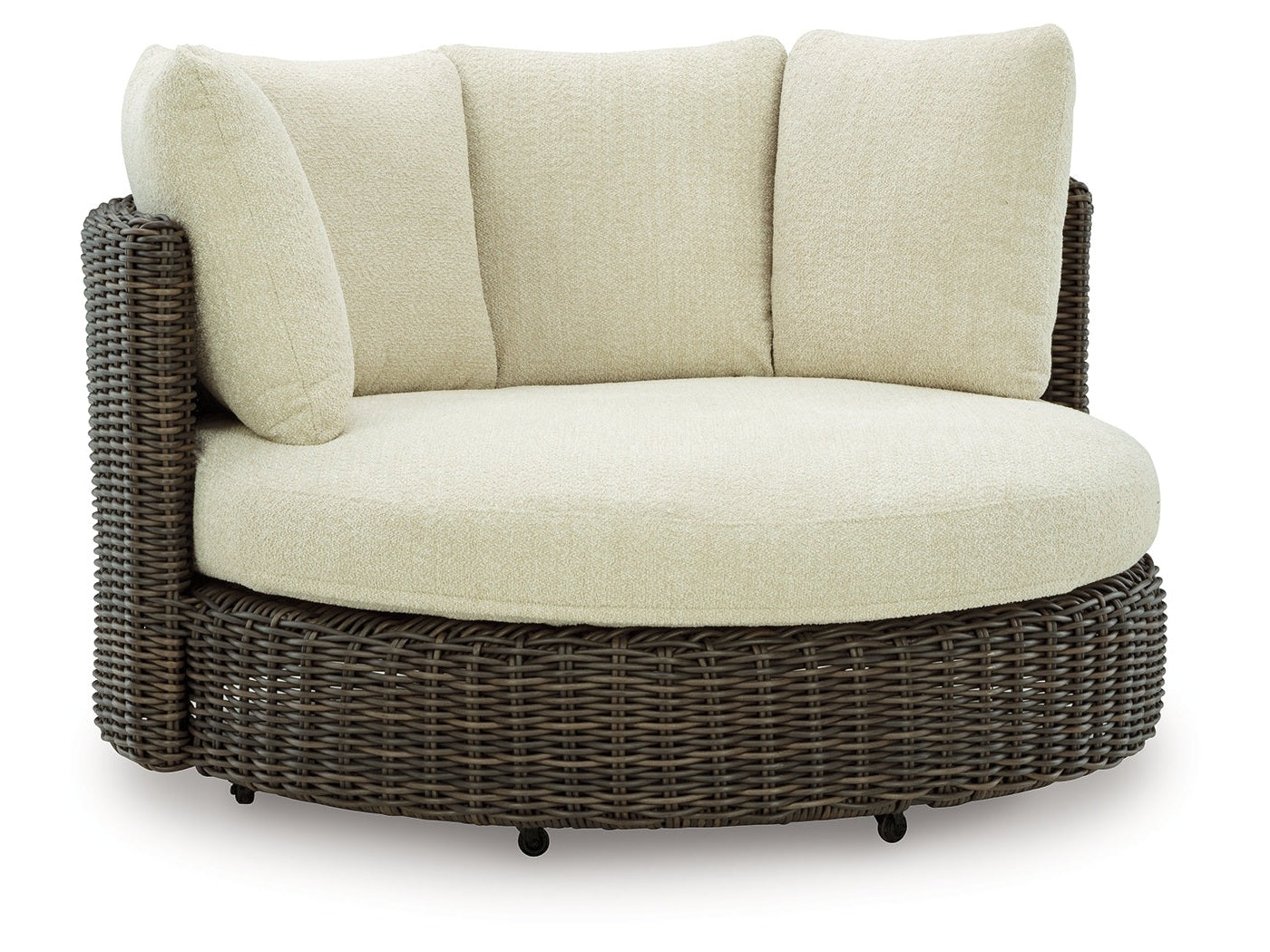 Kimora Beige/Dark Brown Outdoor Swivel Lounge Chair with Cushion
