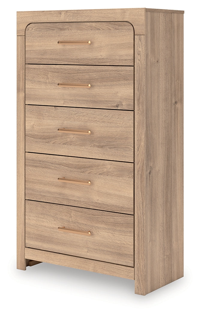 Kinlanni Tan Five Drawer Chest