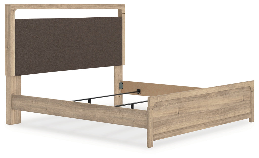 Kinlanni Tan King Upholstered Panel Bed