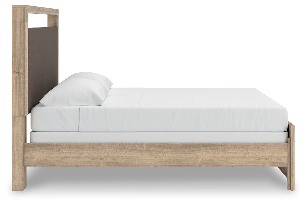 Kinlanni Tan King Upholstered Panel Bed