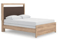 Kinlanni Tan Queen Upholstered Panel Bed