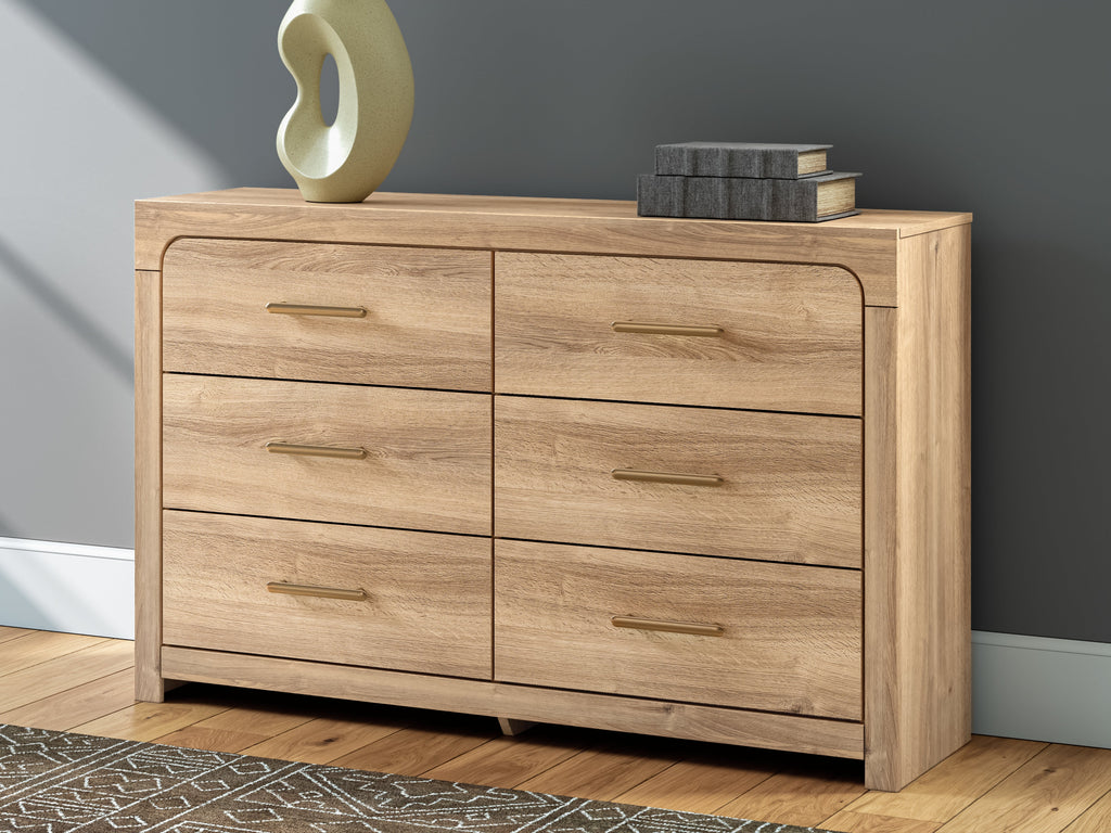 Kinlanni Tan Six Drawer Dresser