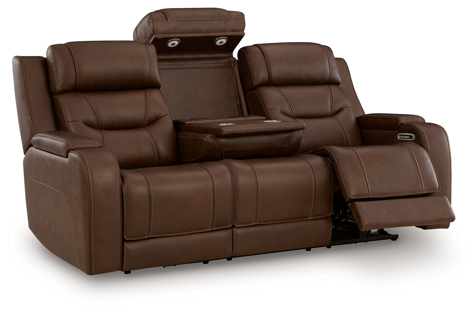 Knightington Brown PWR REC Sofa w/Audio Seating