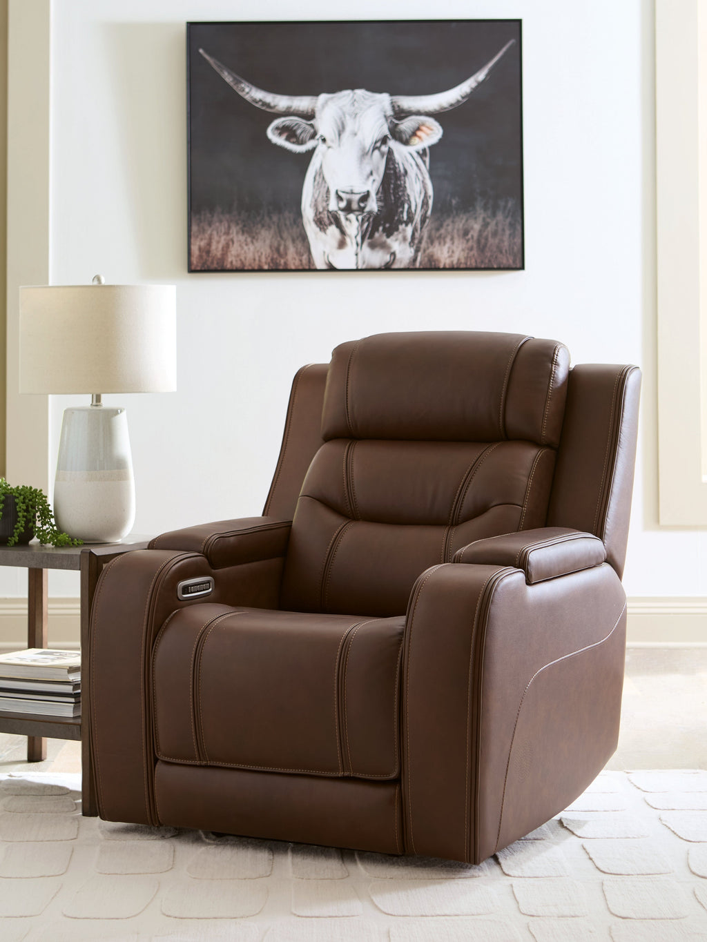 Knightington Brown Power Recliner w/Audio Seating