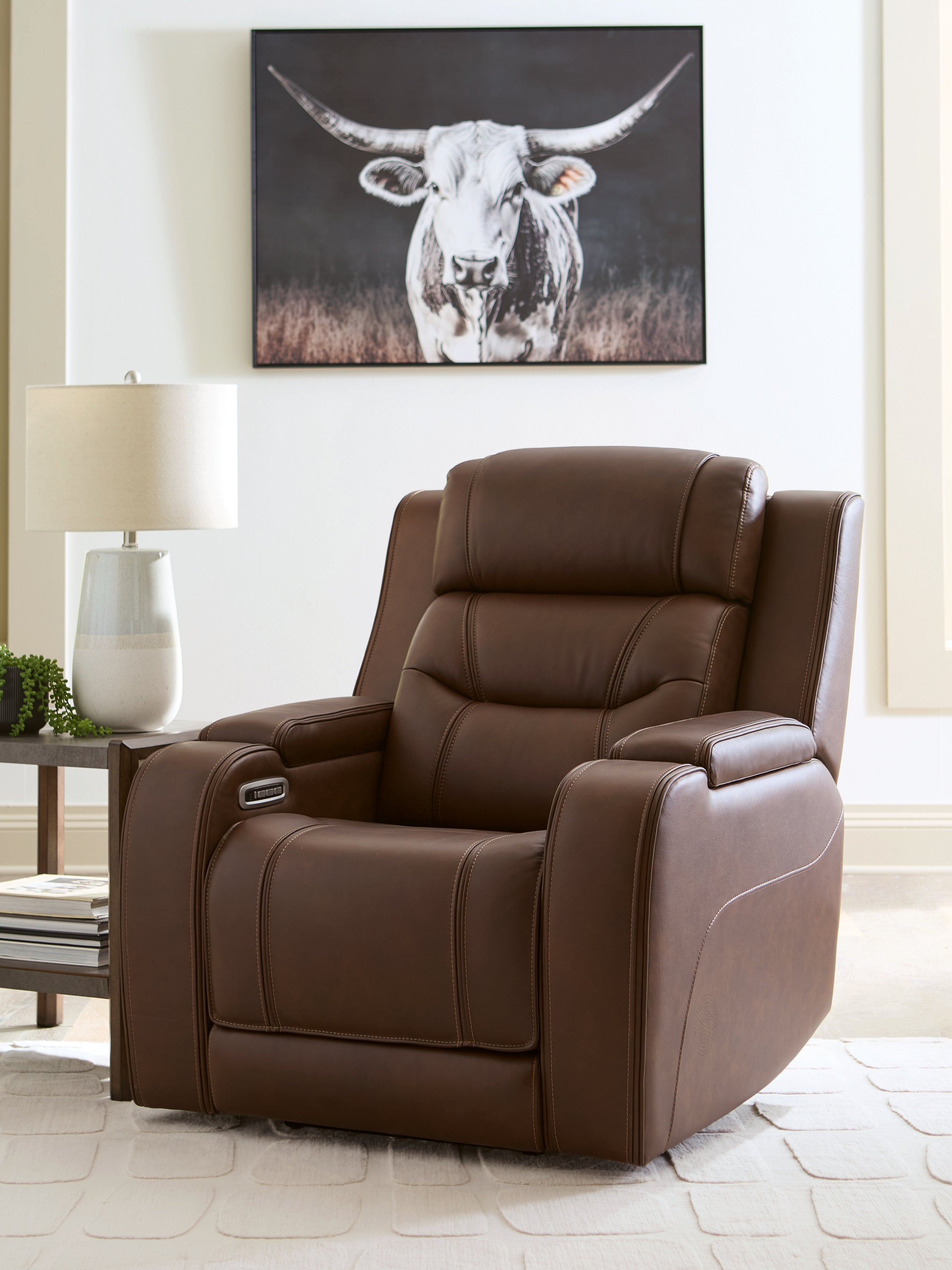 Knightington Brown Power Recliner w/Audio Seating