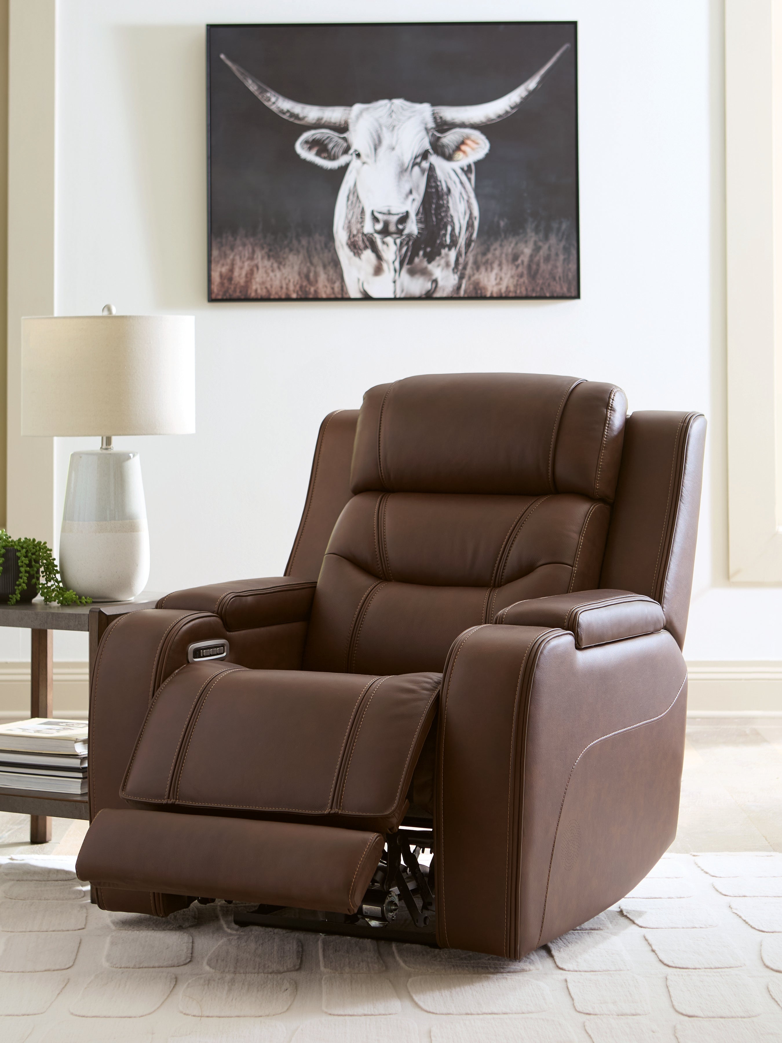 Knightington Brown Power Recliner w/Audio Seating