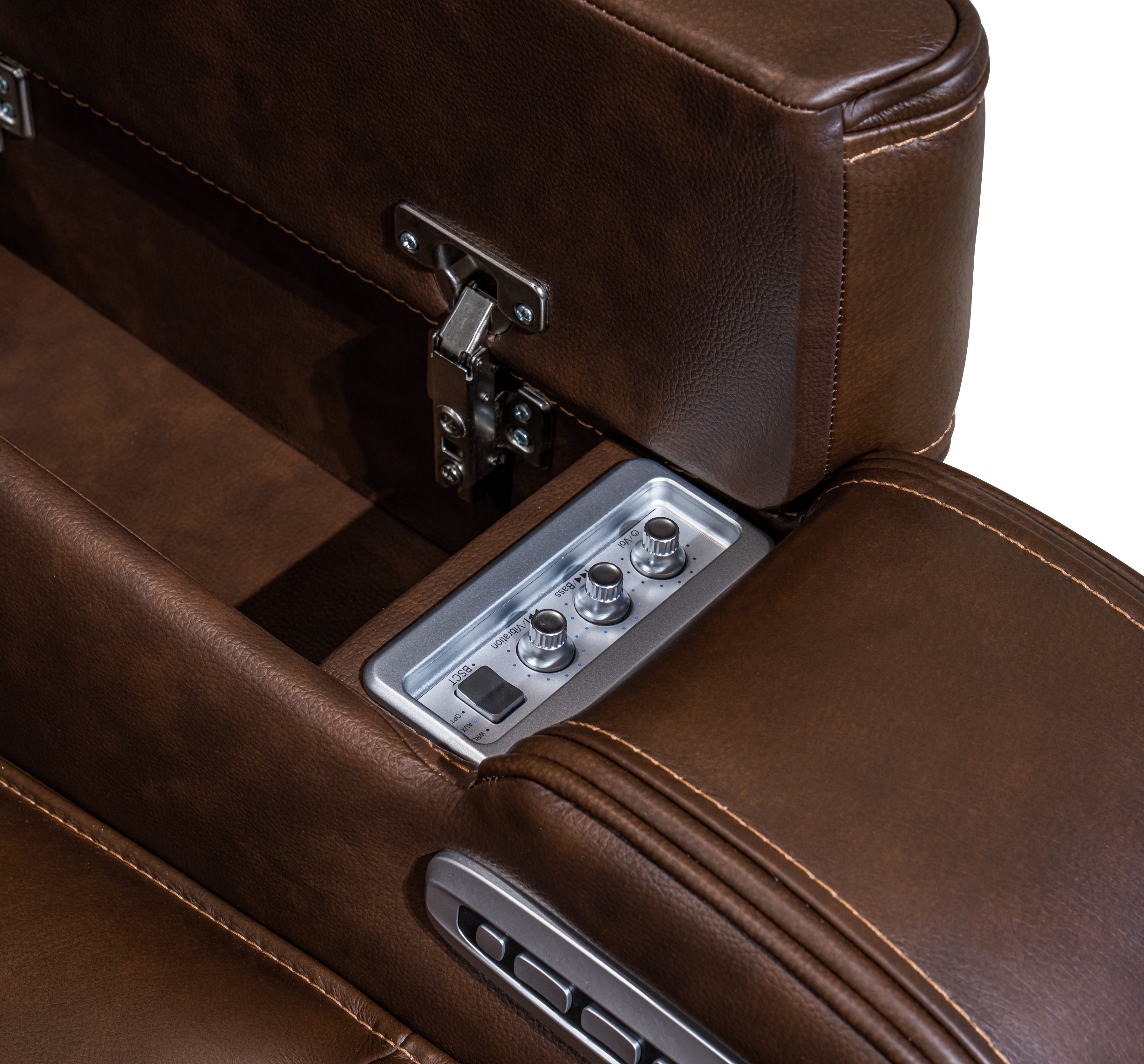 Knightington Brown Power Recliner w/Audio Seating