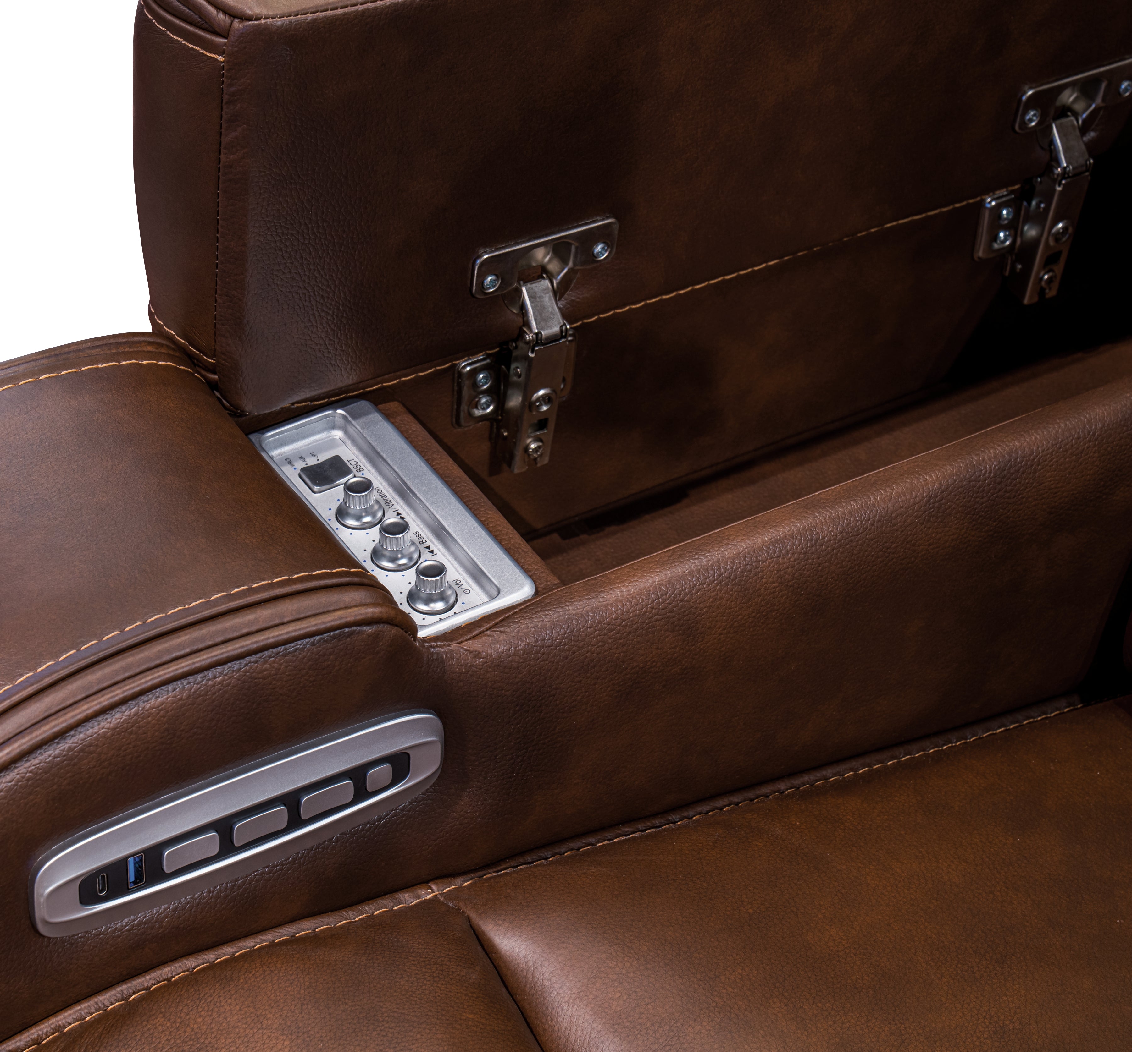 Knightington Brown Power Recliner w/Audio Seating