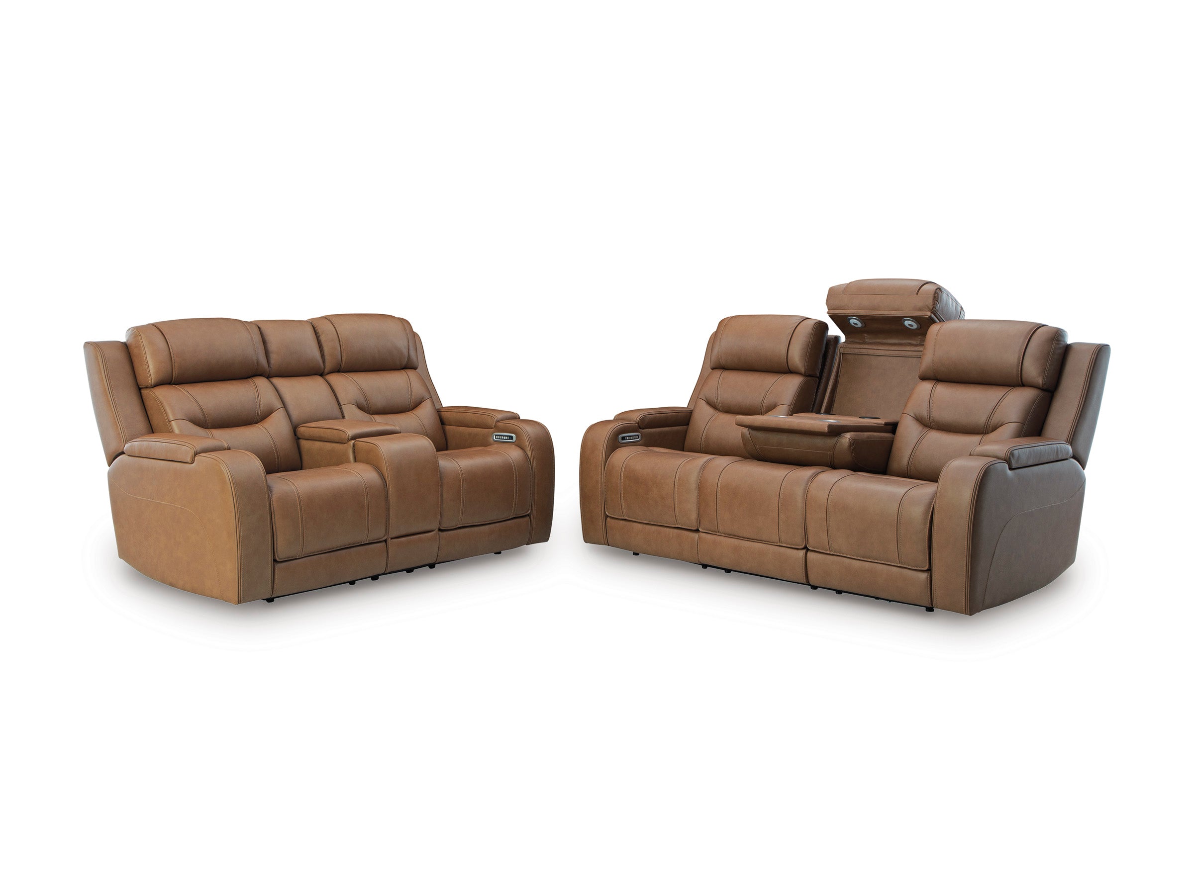 Knightington Caramel PWR REC Sofa w/Audio Seating