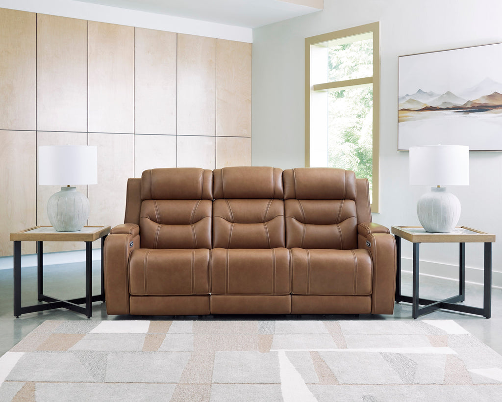 Knightington Caramel PWR REC Sofa w/Audio Seating