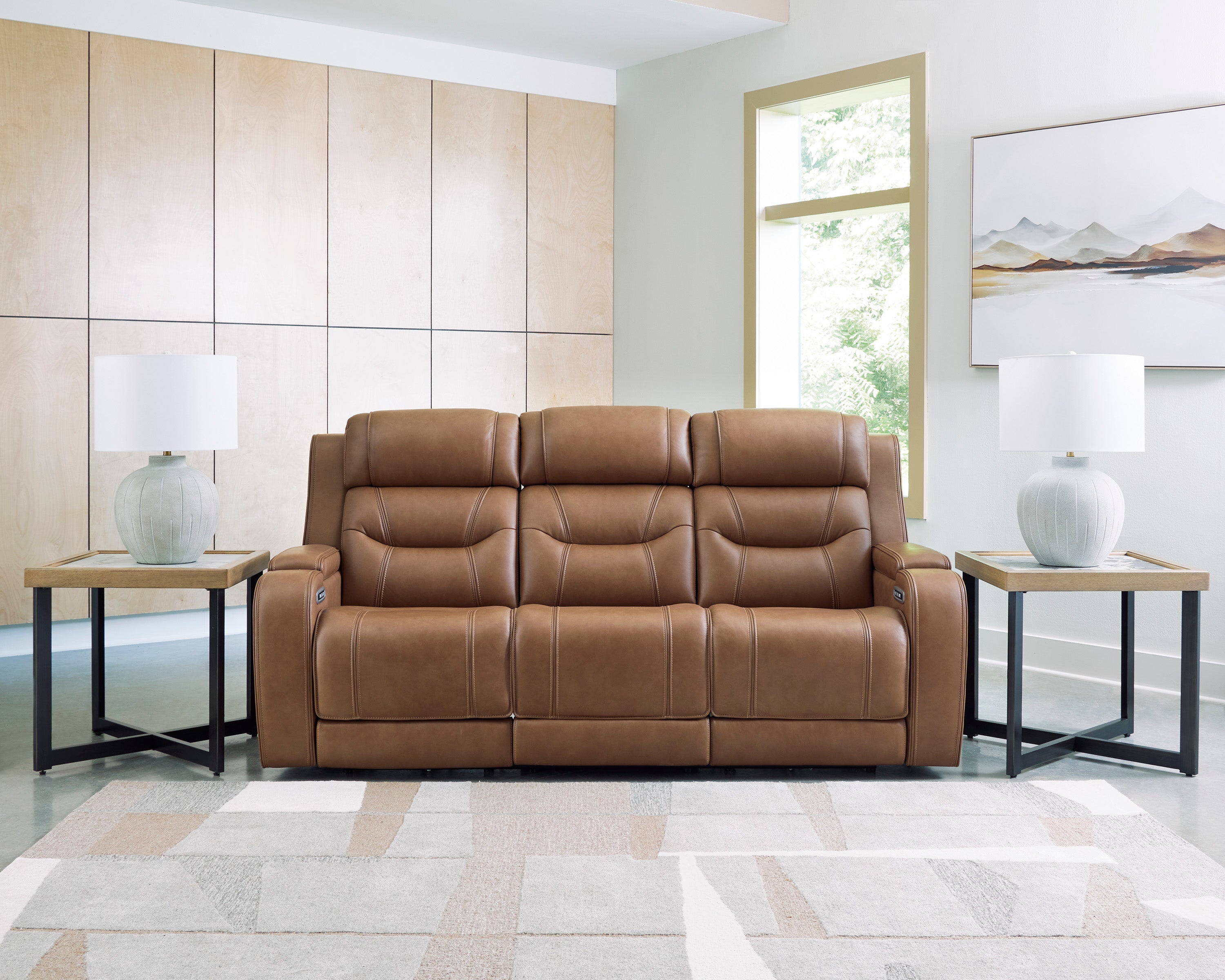Knightington Caramel PWR REC Sofa w/Audio Seating