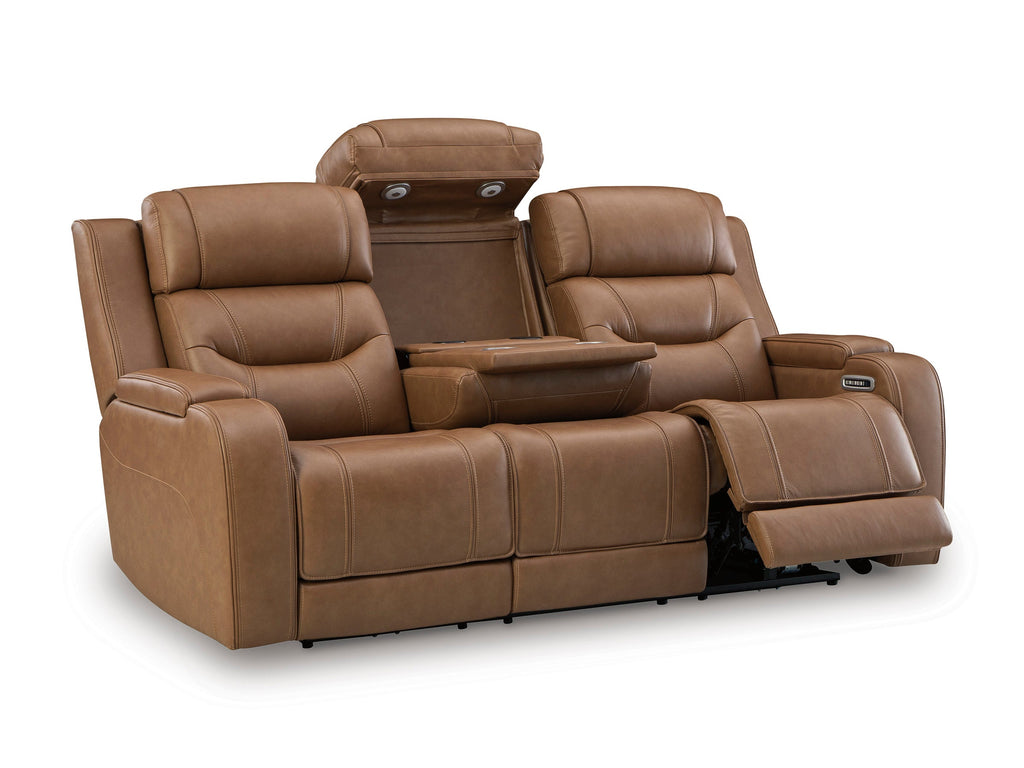 Knightington Caramel PWR REC Sofa w/Audio Seating