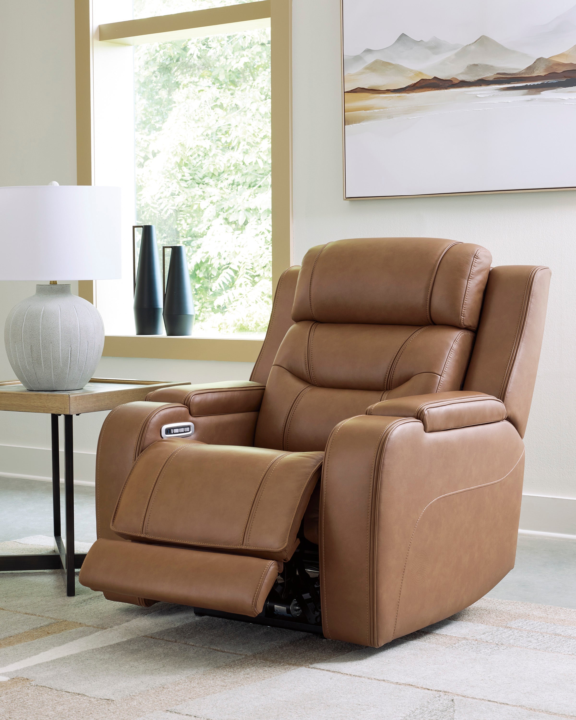 Knightington Caramel Power Recliner w/Audio Seating