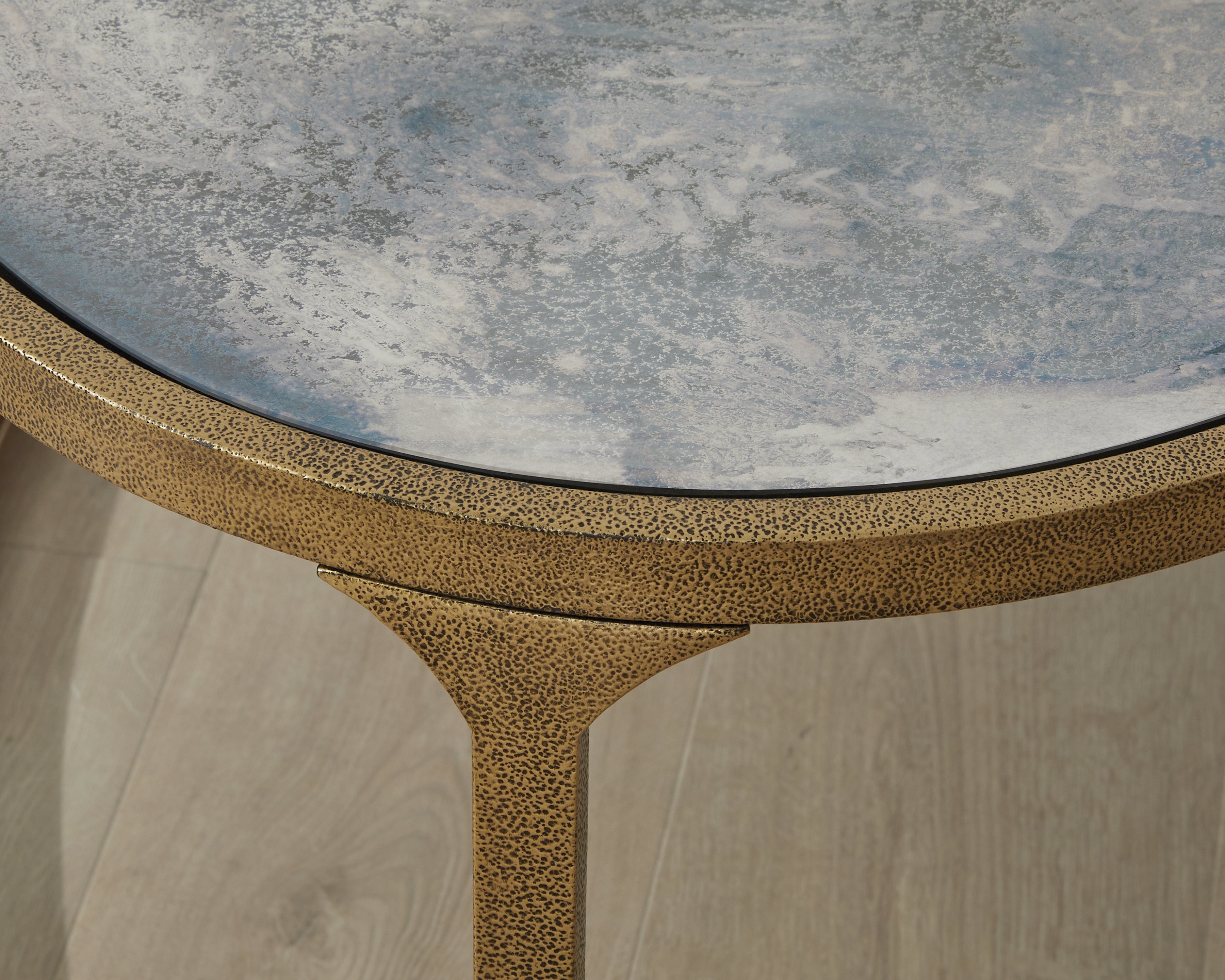 Korajane Antique Gold Oval Cocktail Table