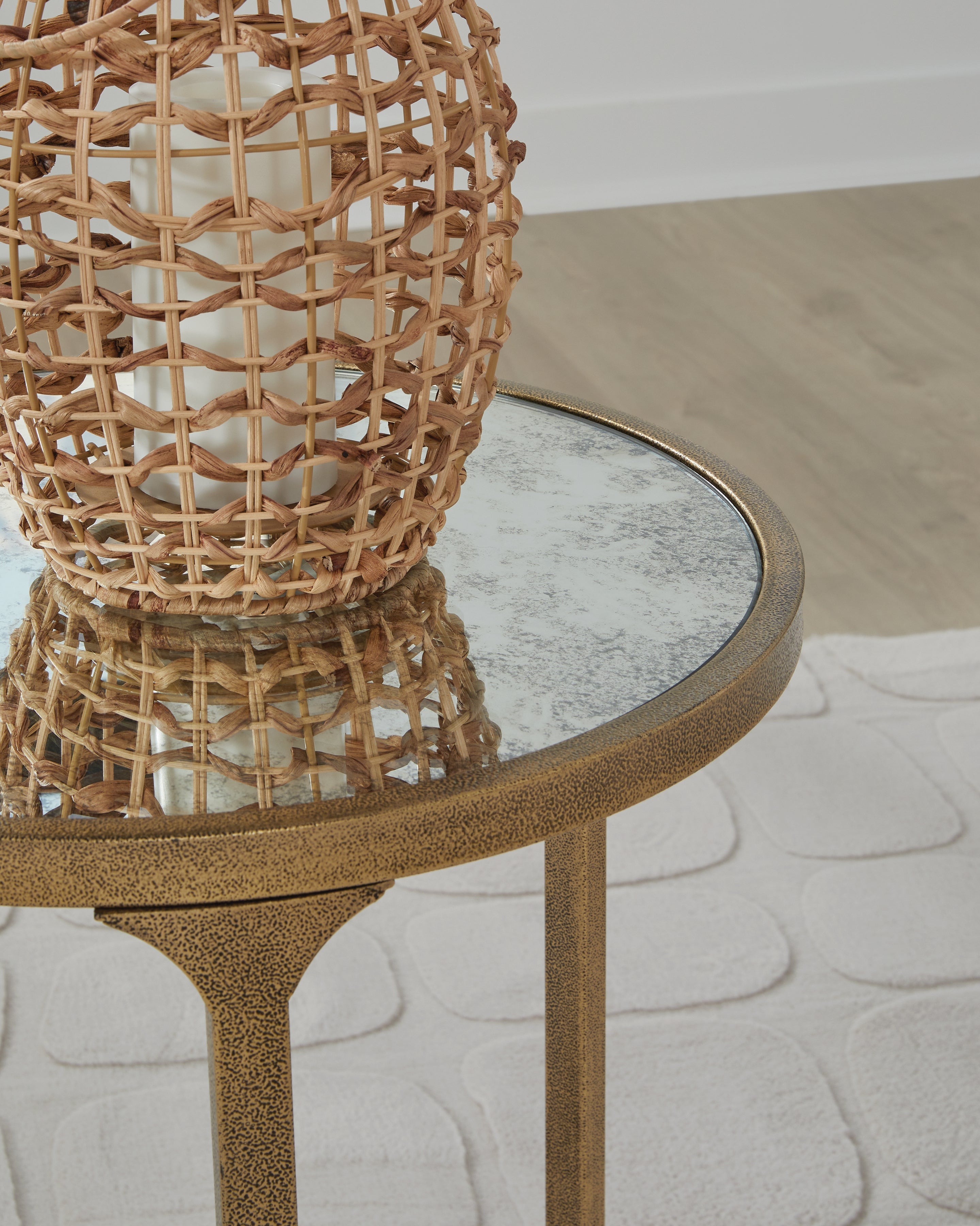 Korajane Antique Gold Round End Table