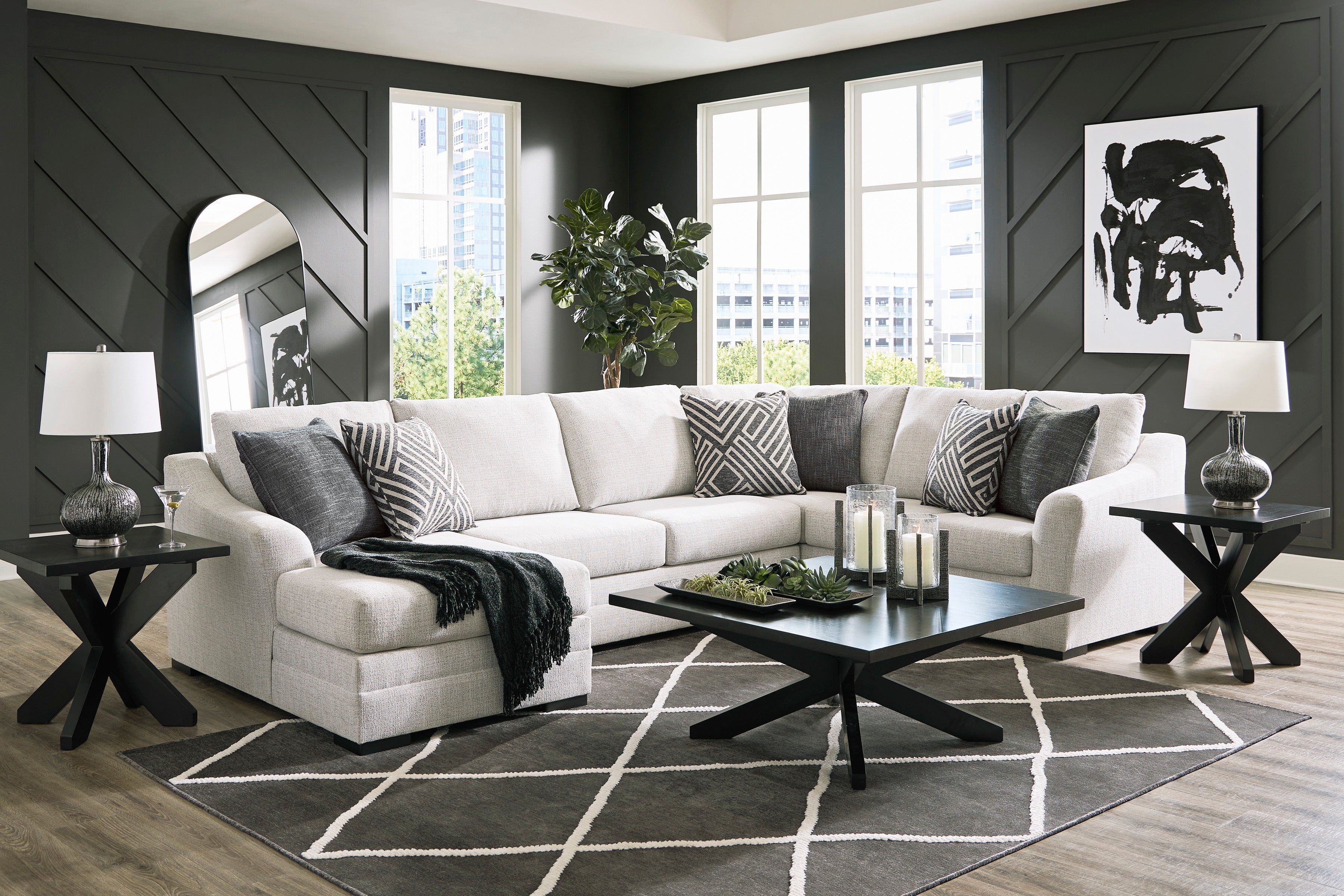 Koralynn Stone 3-Piece LAF Chaise Sectional