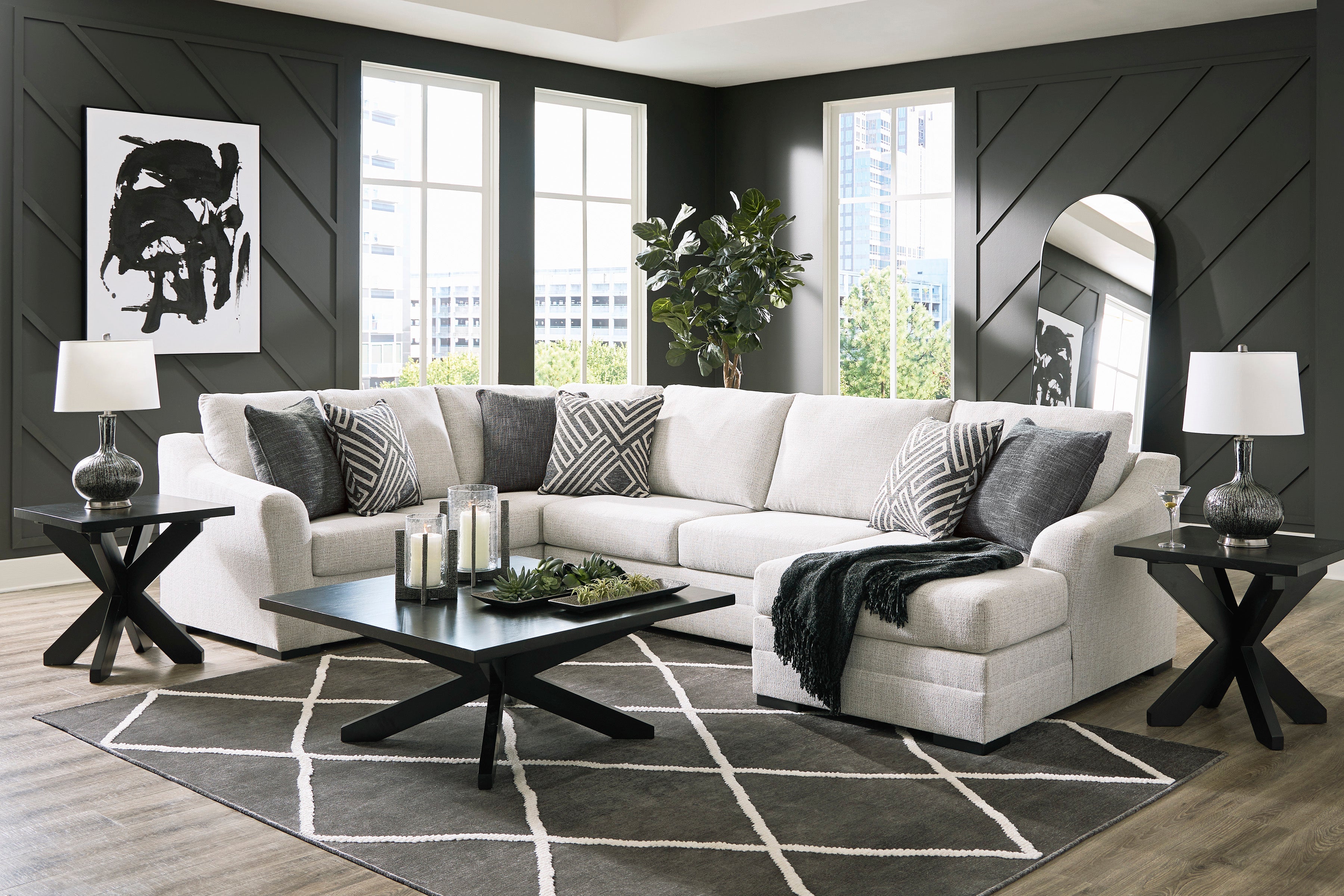 Koralynn Stone 3-Piece RAF Chaise Sectional