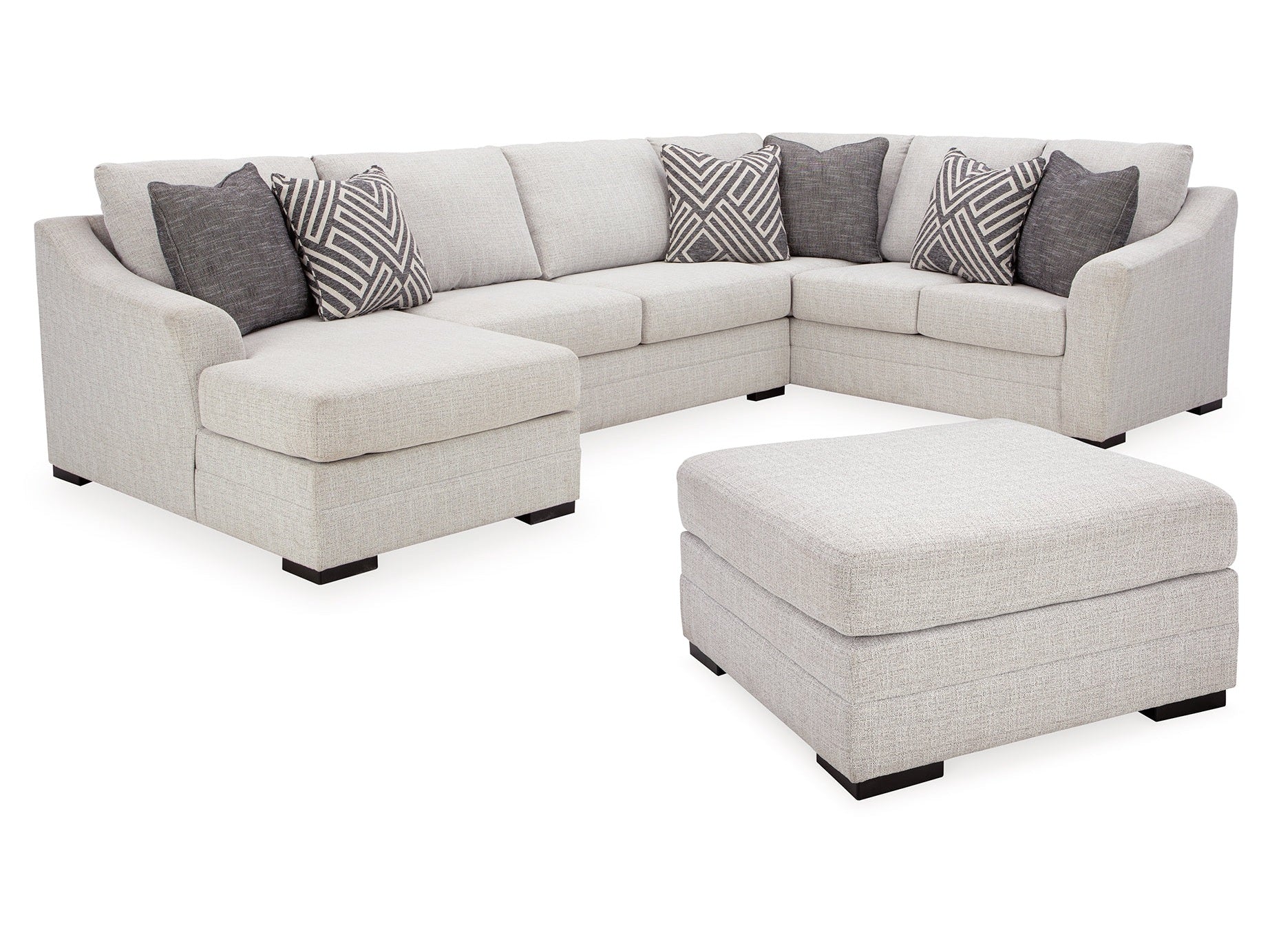 Koralynn Stone 3-Piece Sectional and Oversized Accent Ottoman