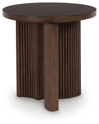 Korestone Brown Round End Table