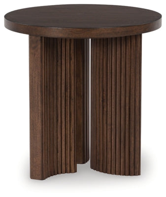 Korestone Brown Round End Table