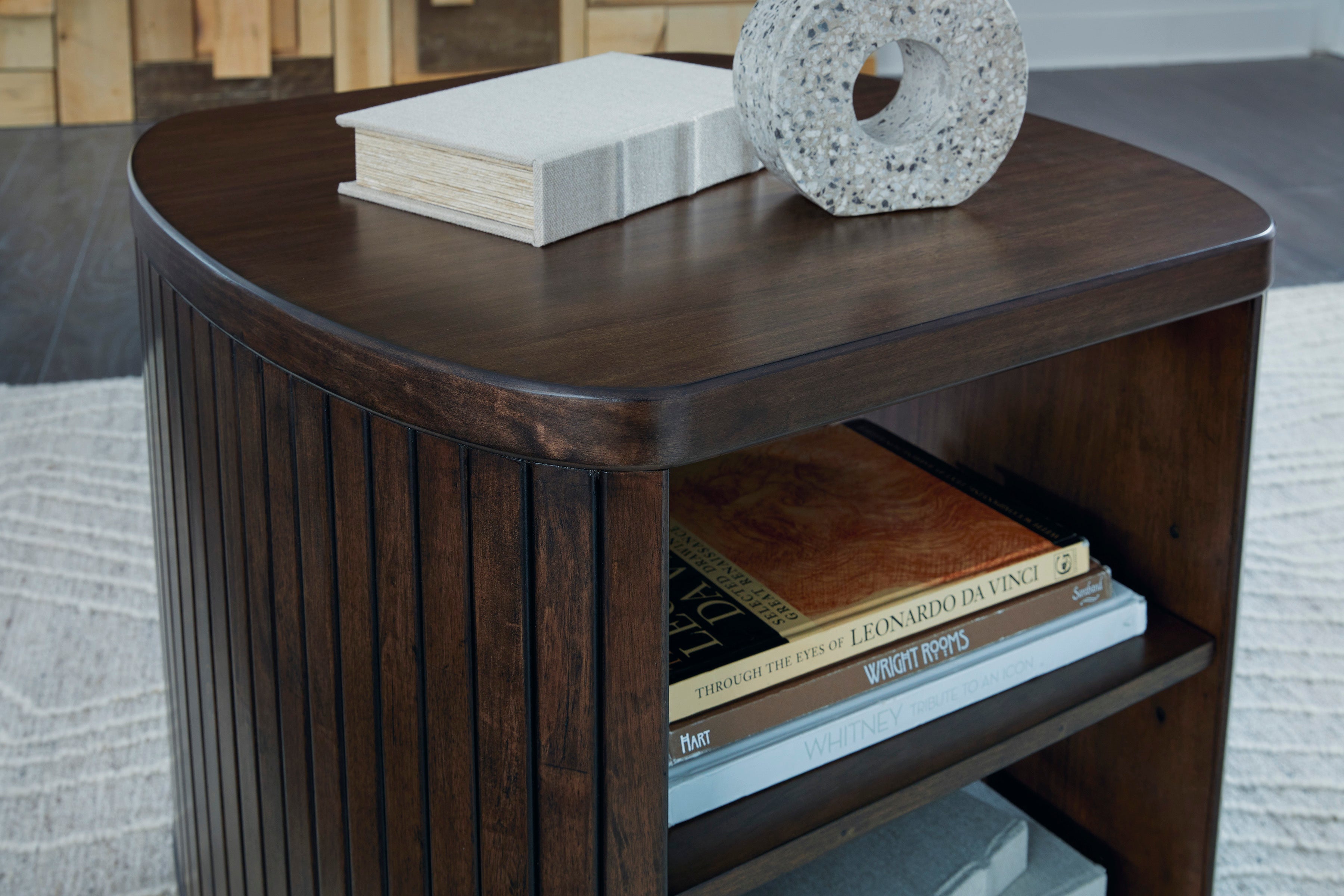 Korestone Brown Square End Table