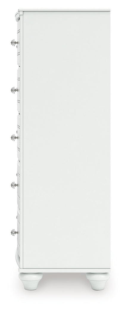 Kozlani White Five Drawer Chest