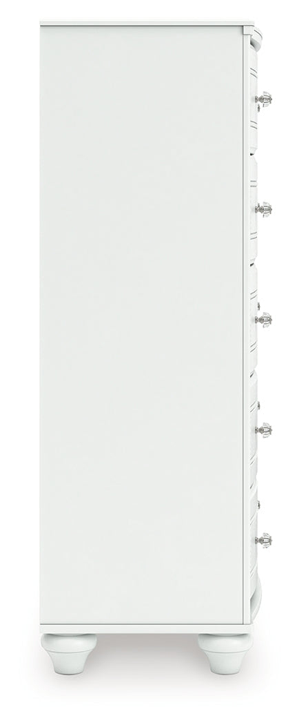 Kozlani White Five Drawer Chest