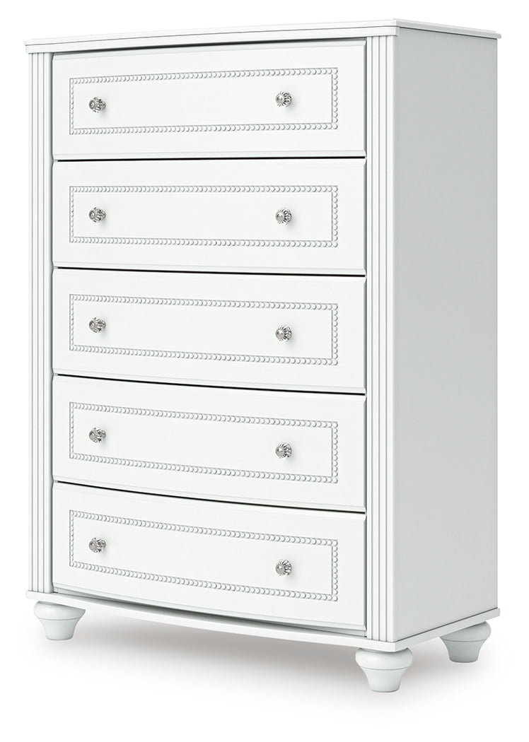 Kozlani White Five Drawer Chest