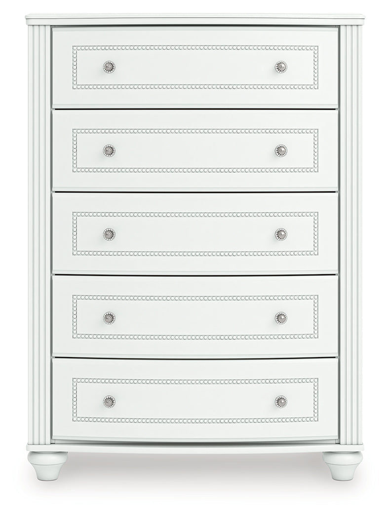 Kozlani White Five Drawer Chest
