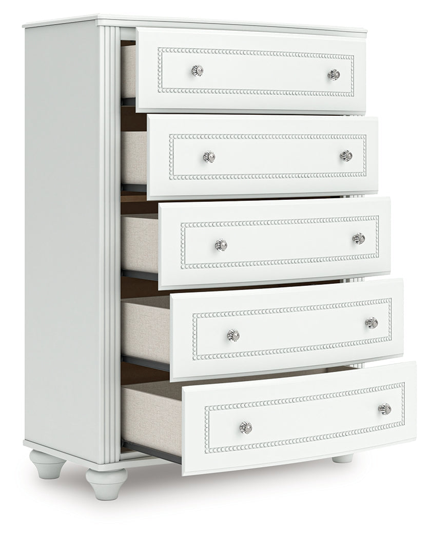Kozlani White Five Drawer Chest