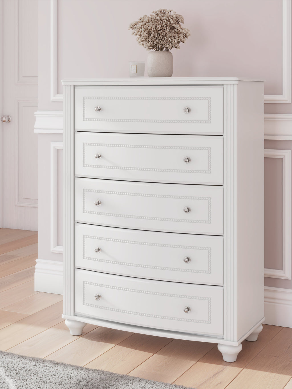 Kozlani White Five Drawer Chest