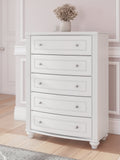 Kozlani White Five Drawer Chest