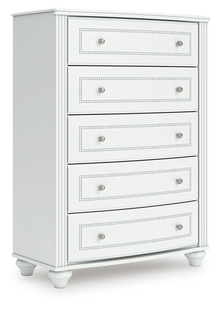 Kozlani White Five Drawer Chest