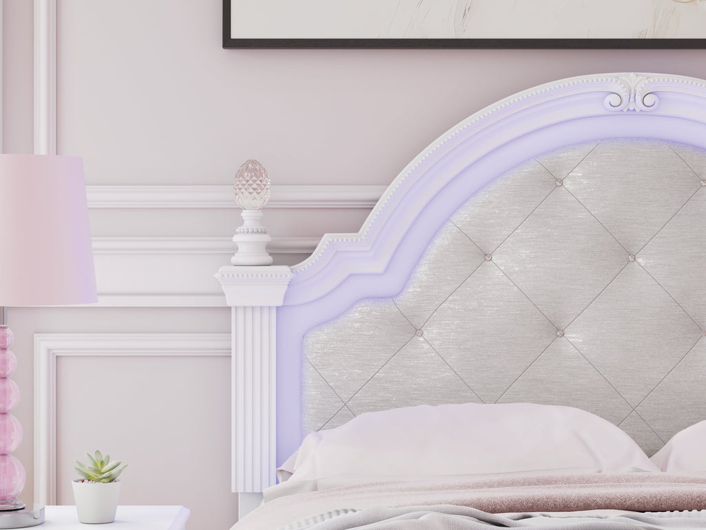 Kozlani White Full Upholstered Panel Bed