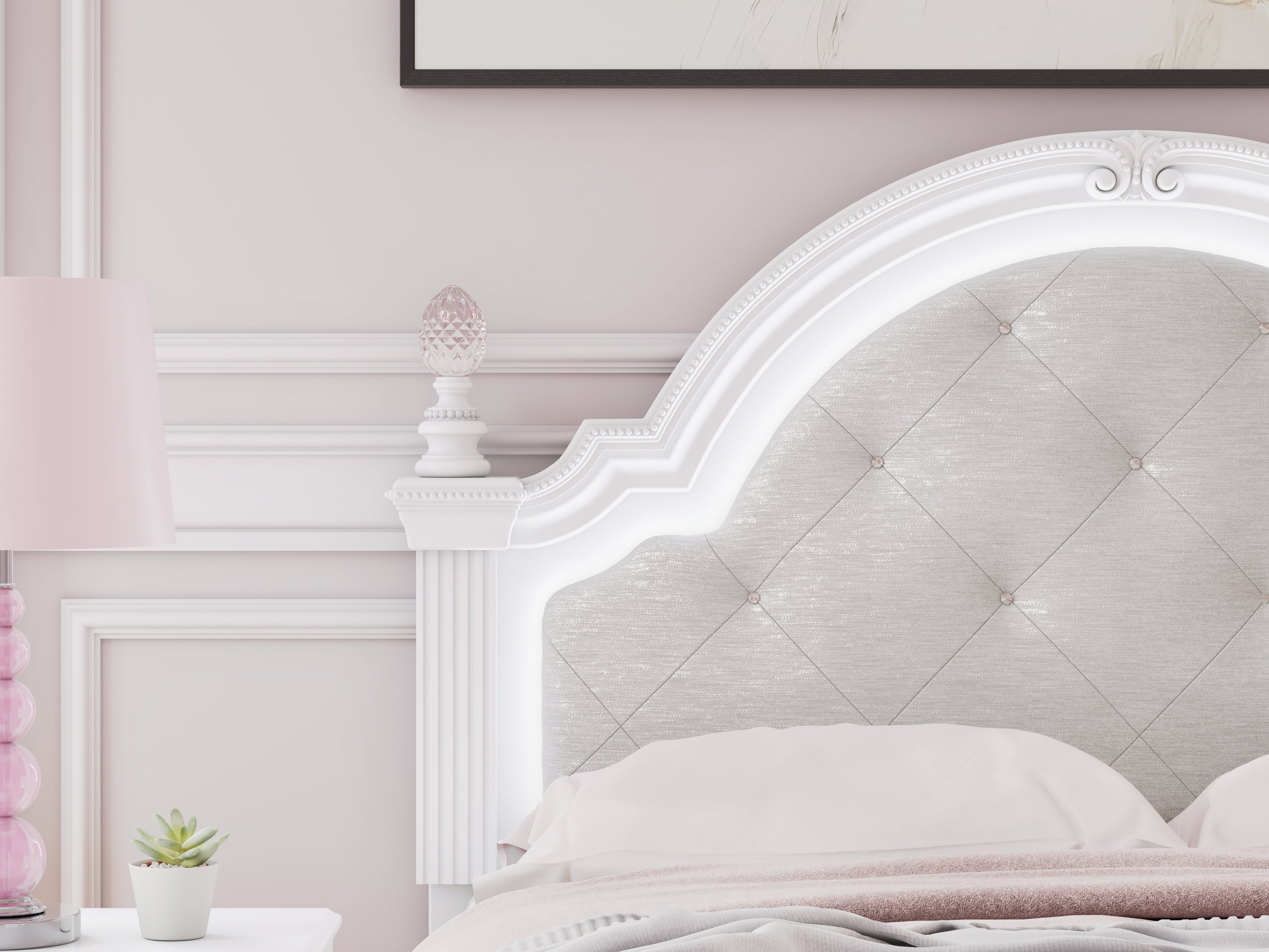 Kozlani White Full Upholstered Panel Bed