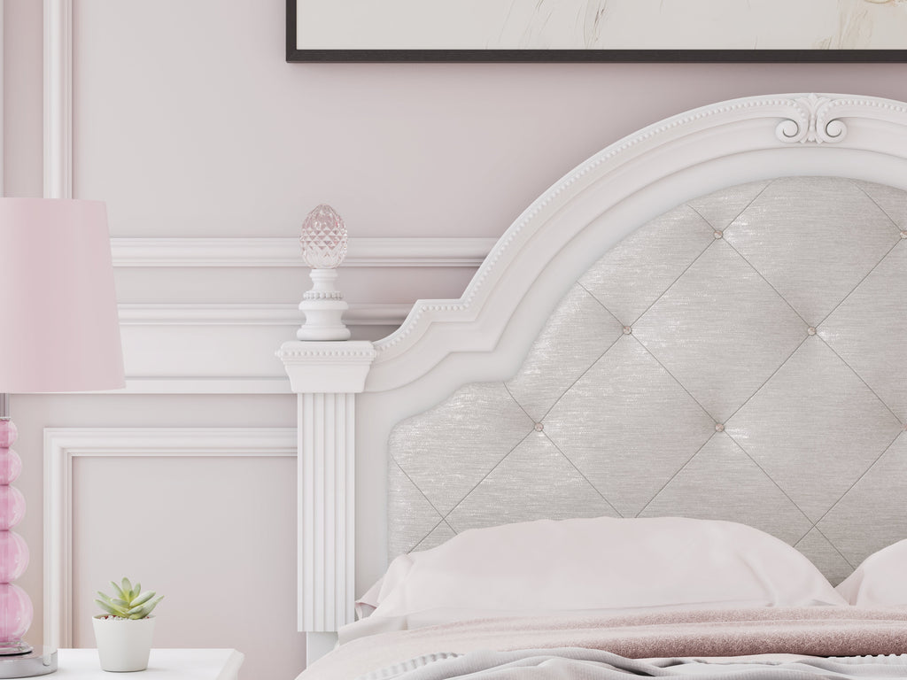 Kozlani White Full Upholstered Panel Bed