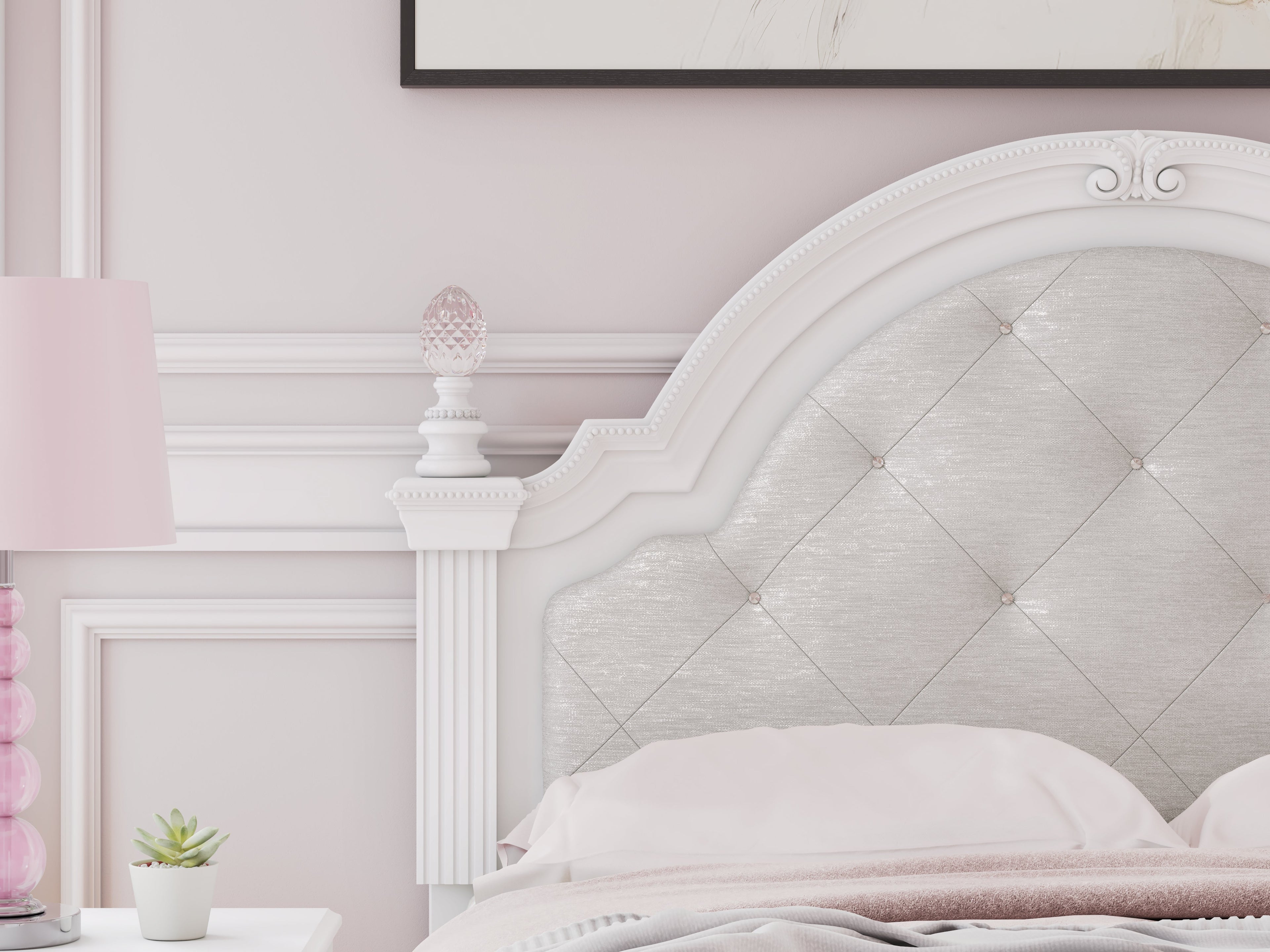 Kozlani White Full Upholstered Panel Bed