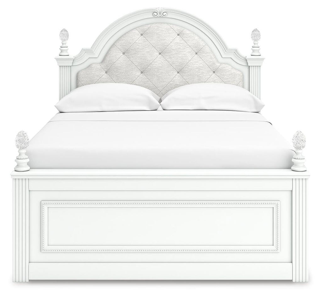 Kozlani White Full Upholstered Panel Bed with Storage