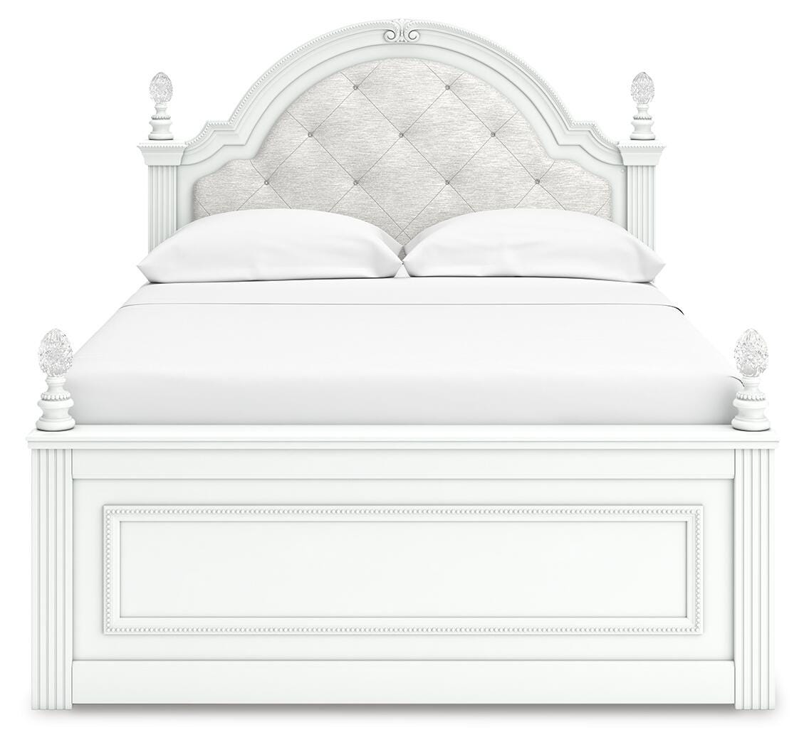 Kozlani White Full Upholstered Panel Bed with Storage