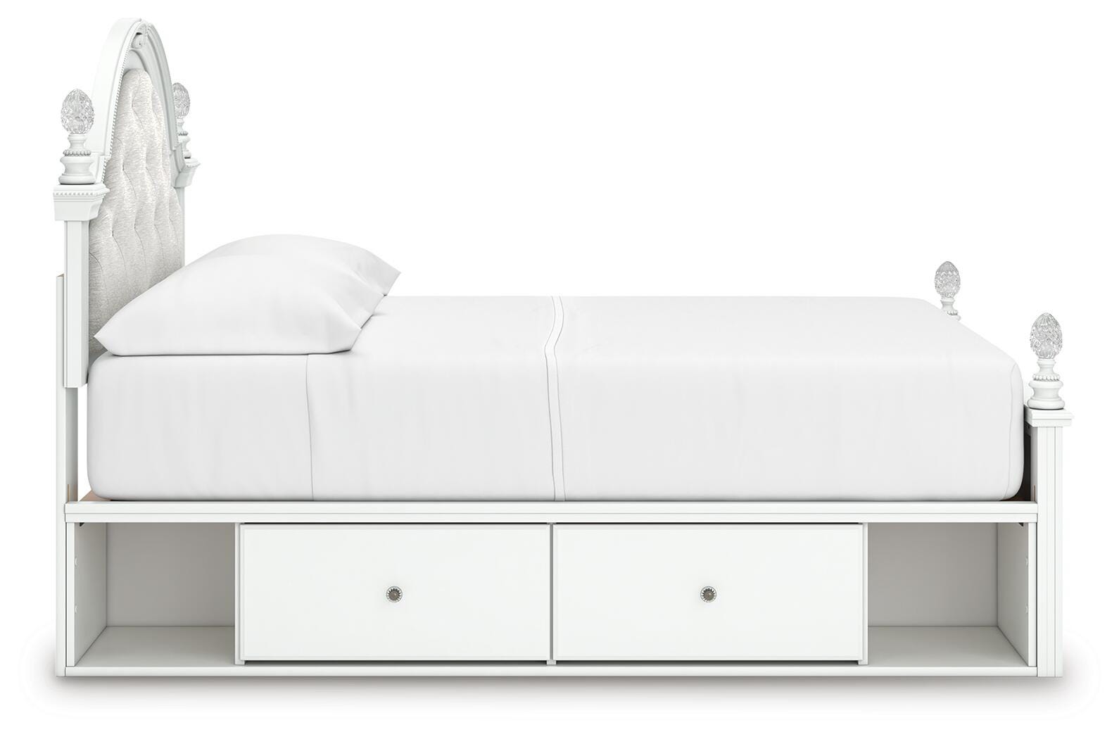 Kozlani White Full Upholstered Panel Bed with Storage